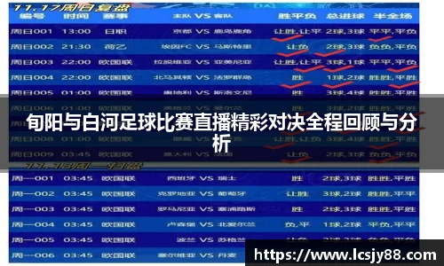 旬阳与白河足球比赛直播精彩对决全程回顾与分析